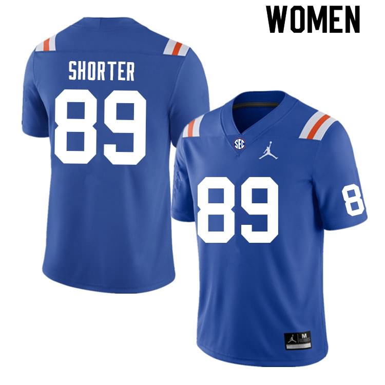 Women's NCAA Florida Gators Justin Shorter #89 Stitched Authentic Nike Blue Throwback College Football Jersey IWP5465ZR